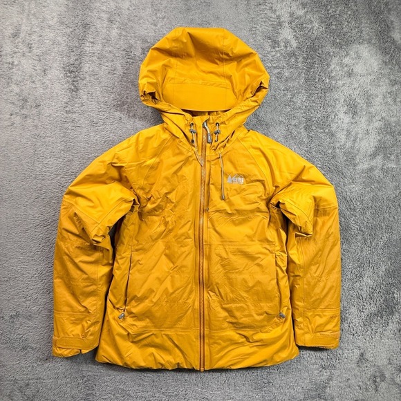 REI Jackets & Blazers - REI Co-op S Womens Hydro Wall 2.0 Down Puffer Jacket Yellow Hooded Outdoor